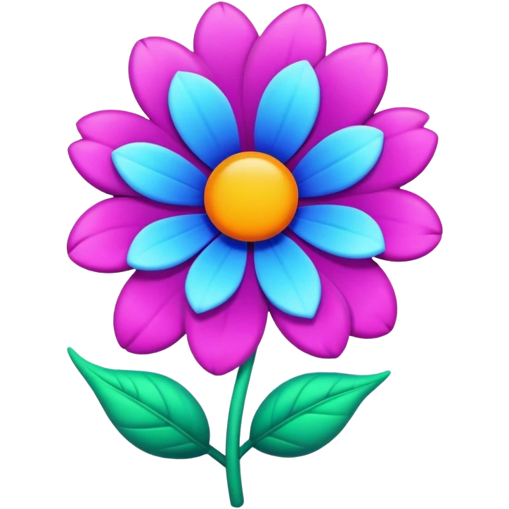 A large 3D style psychedelic colored flower emoji