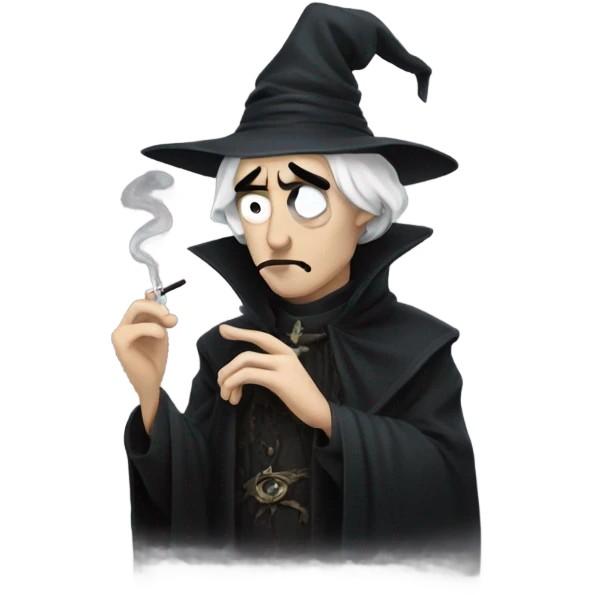 Pale Warlock smoking a cigarette and looking sad emoji