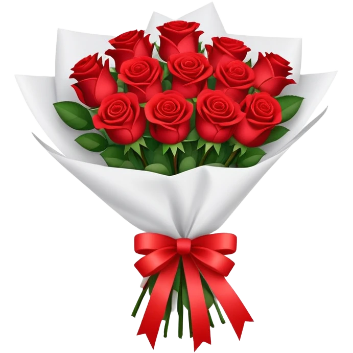 Bouquet of red roses wrapped in white paper emoji