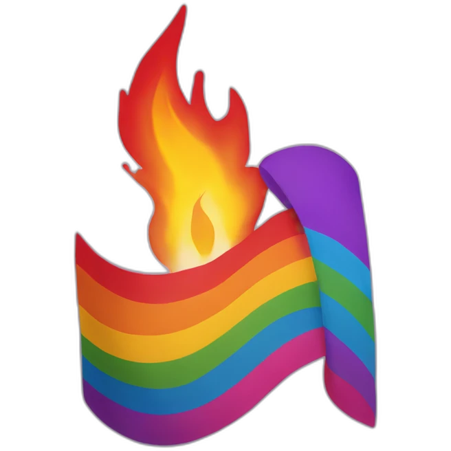lgbt flag with fire emoji