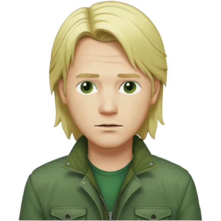 james silent hill a man with blonde long  hair and green jacket emoji