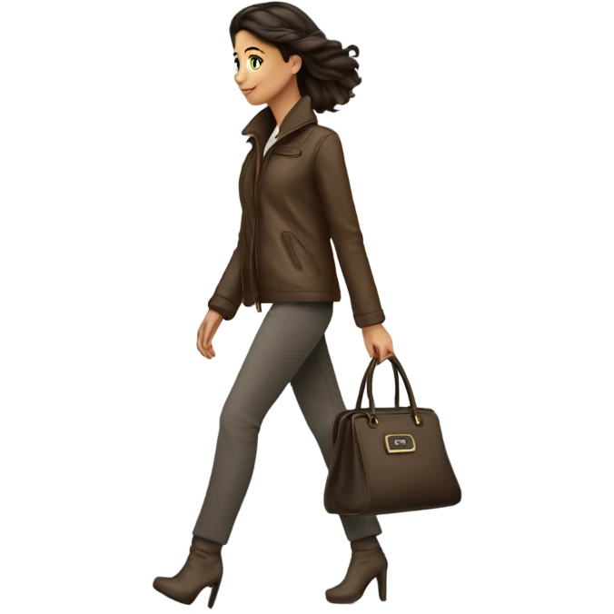 Brunette Fashion girl walking right with handbag  emoji