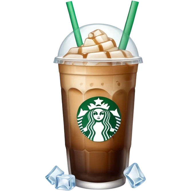 Starbuck ice coffee with ice cubes emoji