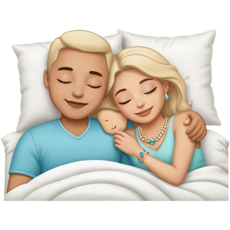 smiling couple with jewelry and napping emoji