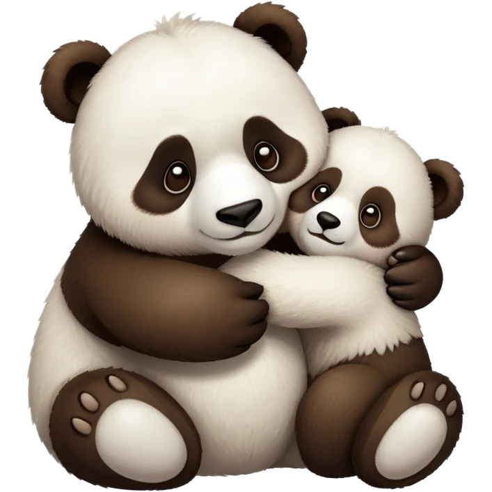 Brown panda hugging white bear emoji