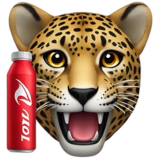 a jaguar drinking a black and red energy drink emoji