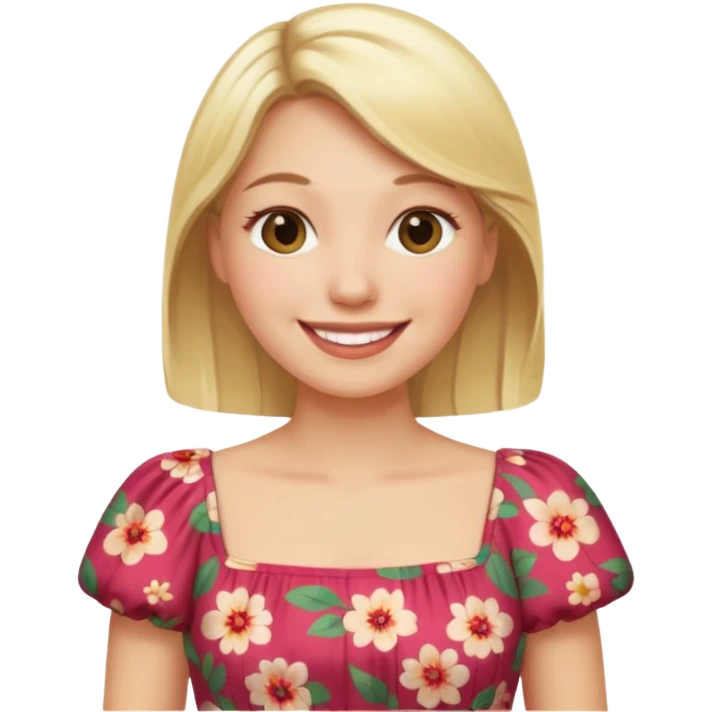 Blonde woman wearing floral dress emoji