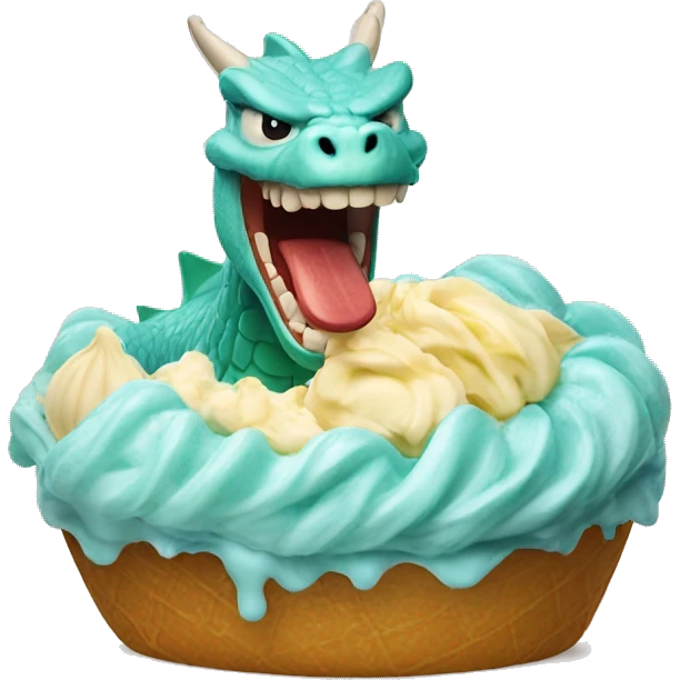 Drago con un gelato in testa emoji