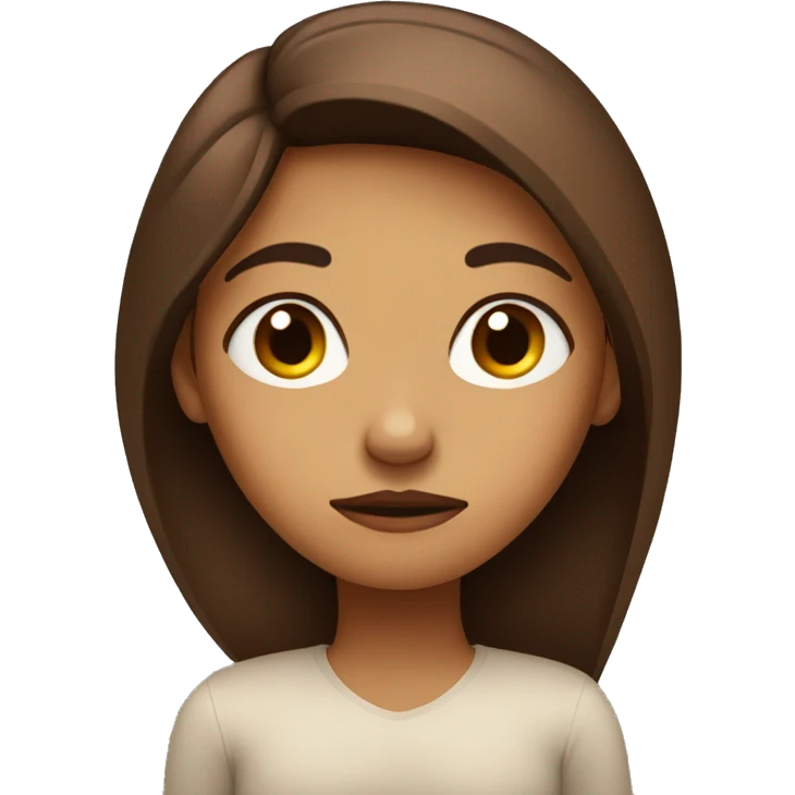 girl with brown her with folded arms and grumpy face emoji