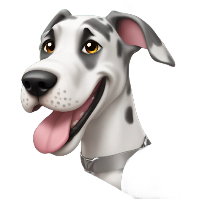 Great Dane racing in a car emoji