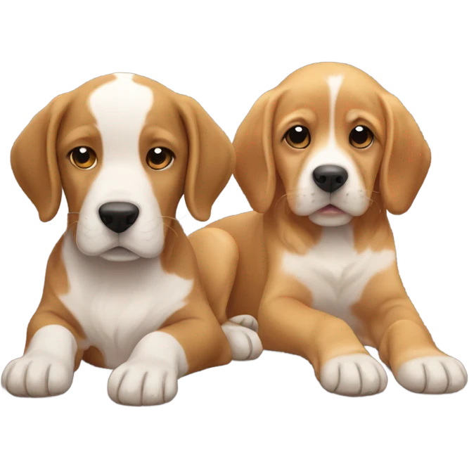 Baby with a golden retriever and beagle  emoji