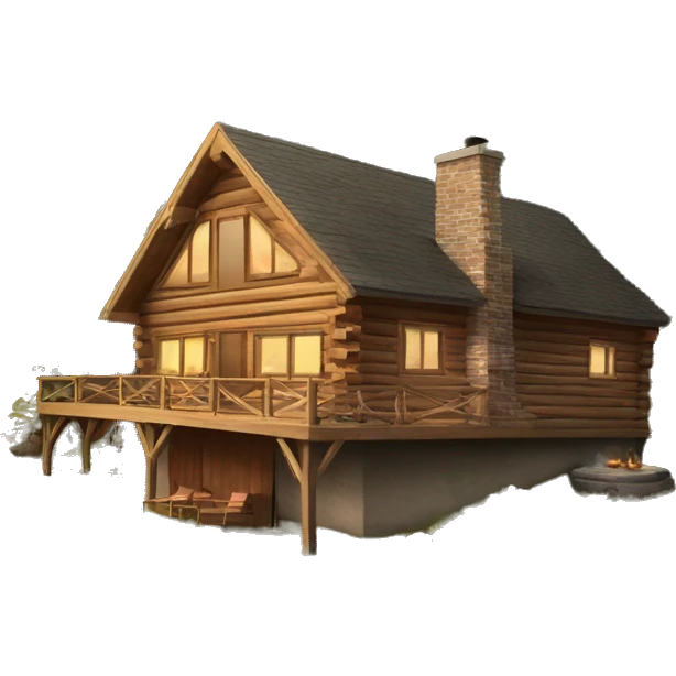 pretty wood cabin with porche emoji