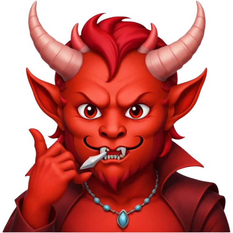 Creppy devil and shushing someone  🤫 like there figer over there mouth  like there lip is closed and the figers over and not useing the middle finger  emoji