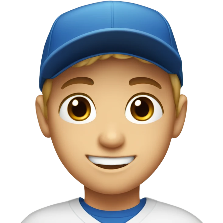 smiling blue eyed boy in baseball cap emoji