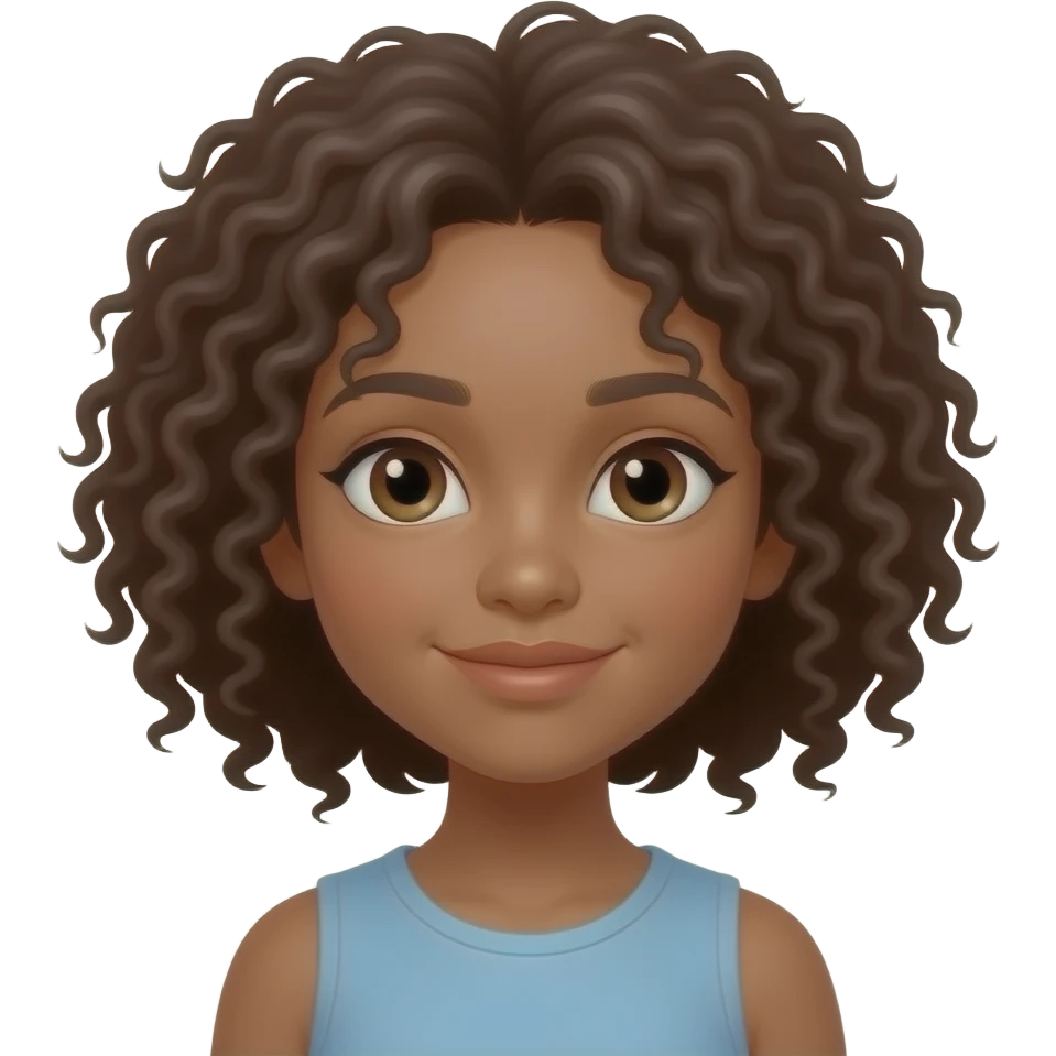 Chica morena clara con pelo rizado y corto emoji
