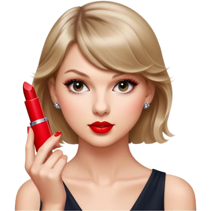 taylor swift holding small red lipstick emoji