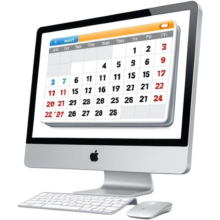 calendar and booking icons on iMac monitor emoji