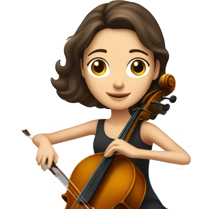 caucasian brunette woman playing cello emoji
