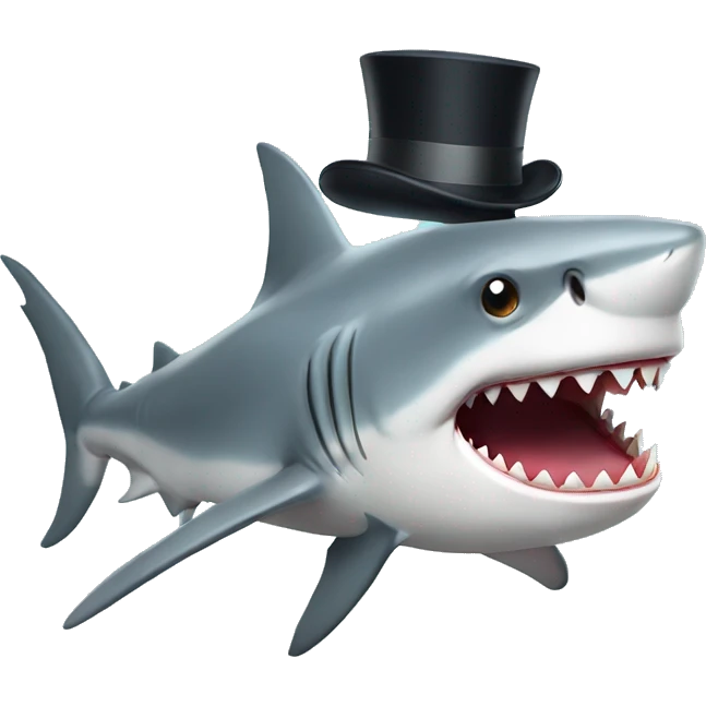 Shark with a top hat emoji