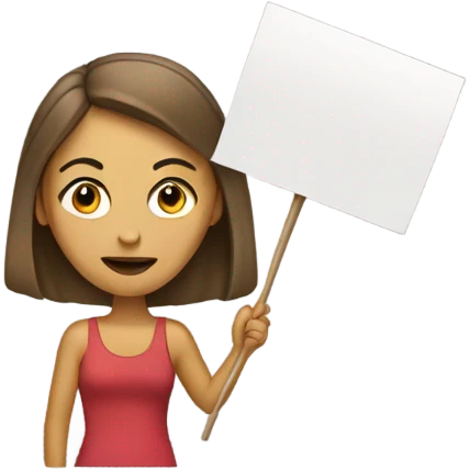 woman holding placard on stick emoji
