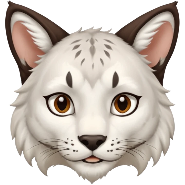 Garçon au cheveux marron foncé avec des oreilles de lynx blanc emoji