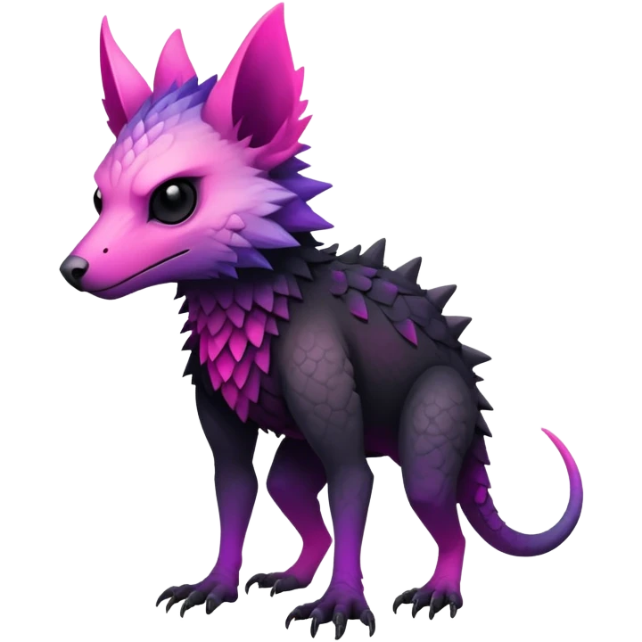 Cool Edgy Black-pink-purple-gradient badass Trico-animal-creature full bodyd emoji