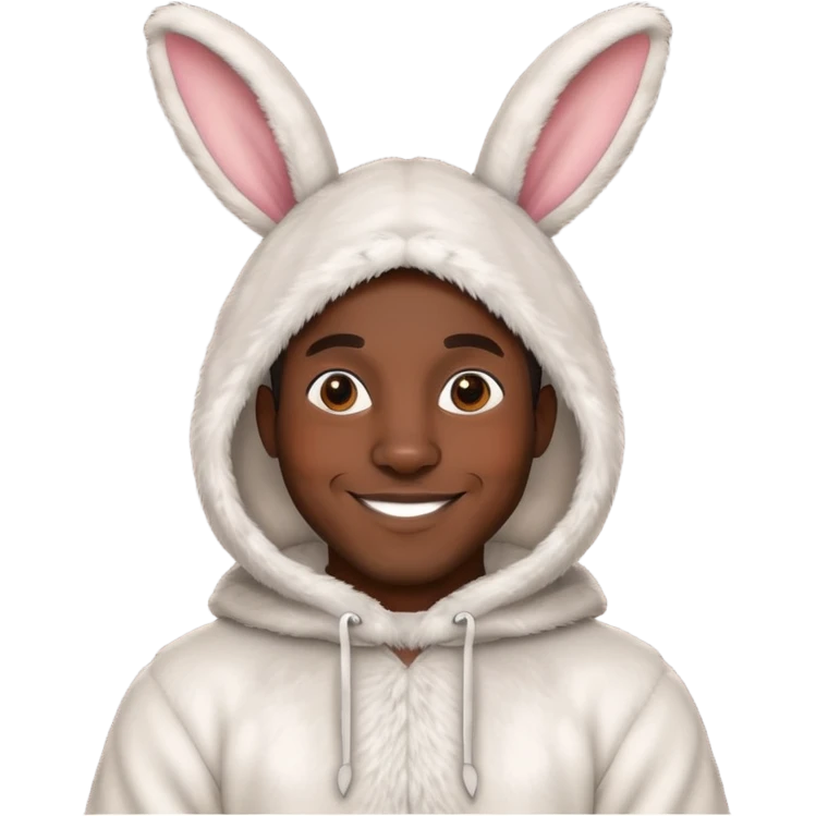 smiling African American man in rabbit costume emoji
