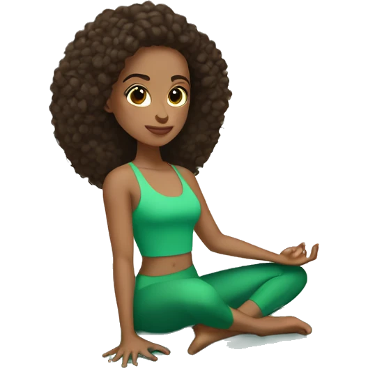 Women light skin and dark hair brown eyes on a green yoga mat doing pilates emoji