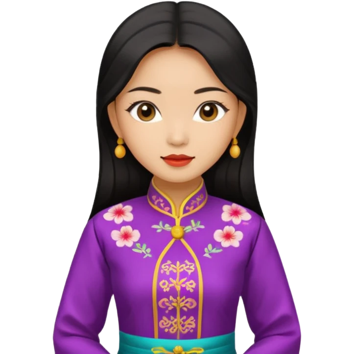 Asian girl wearing traditional ao dai Vietnamese clothes emoji