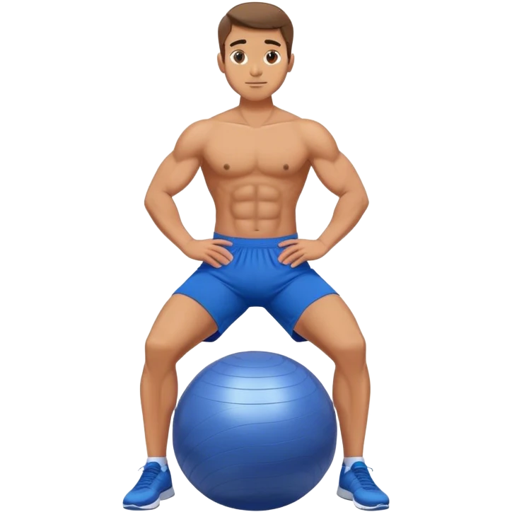 fit man with blue shorts stability ball exercises emoji