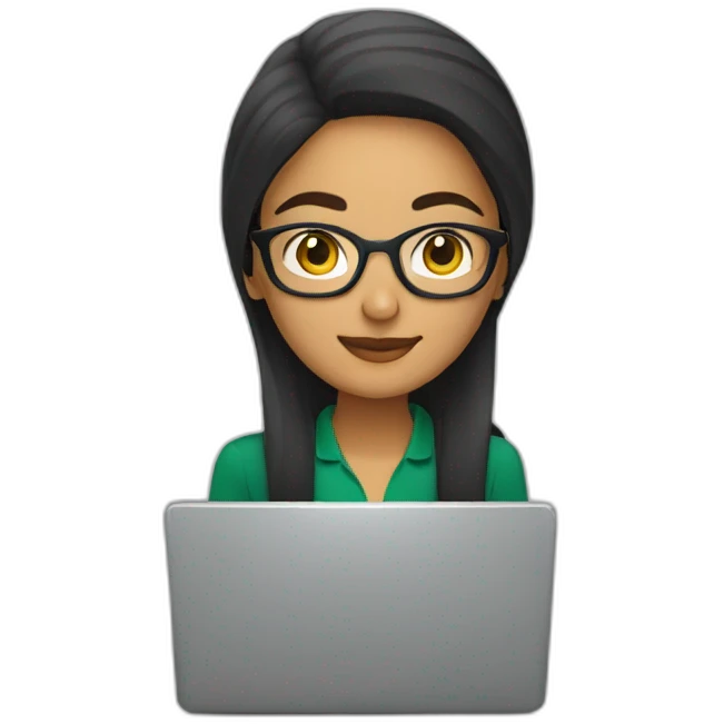 pakistani women working on a laptop with glasses emoji