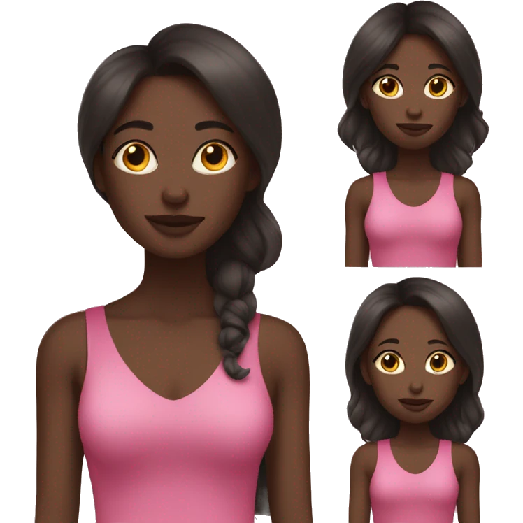 Dark skin Mom and daughter with long hair emoji