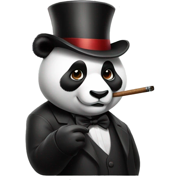 a panda wearing a top hat and smoking a cigar emoji
