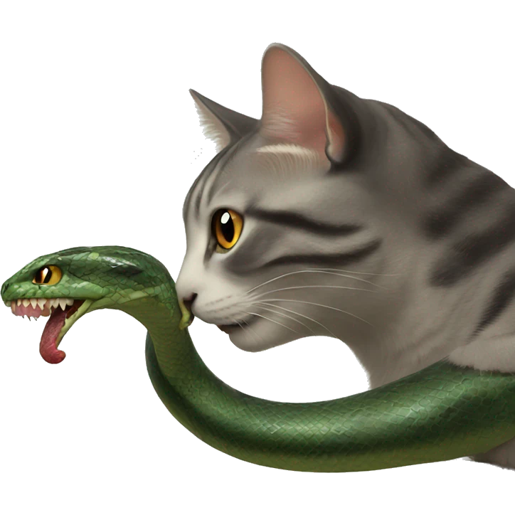 Cat eating snake emoji