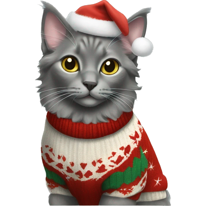 nebelung cat in christmas sweater emoji