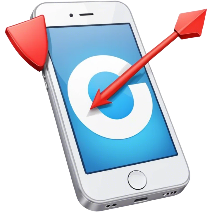 mobile phone and arrow emoji