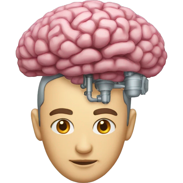 Un cerebro mezclado con una máquina que sea amable emoji