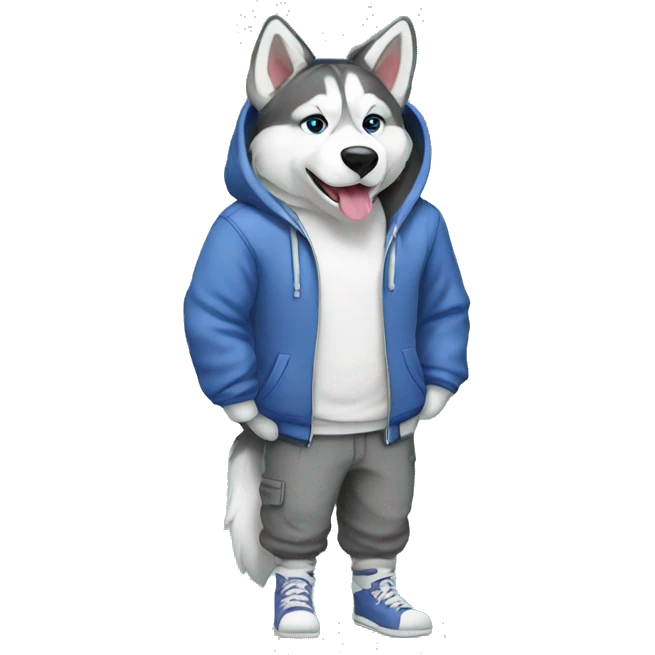 realistic husky full body in a hoody  emoji