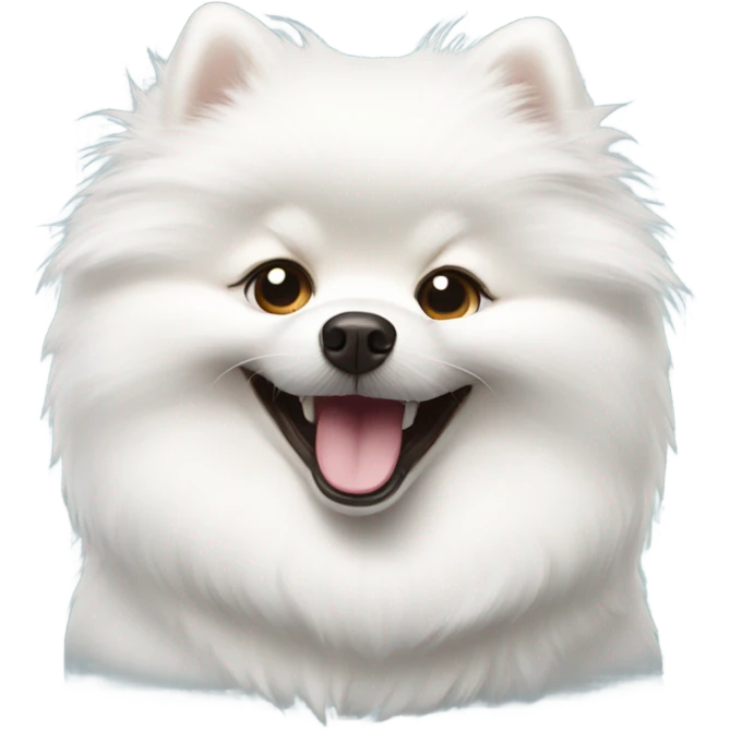 Laughing white pomeranian emoji