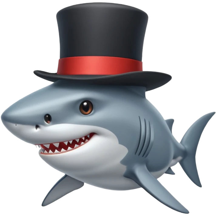 Shark with a top hat emoji