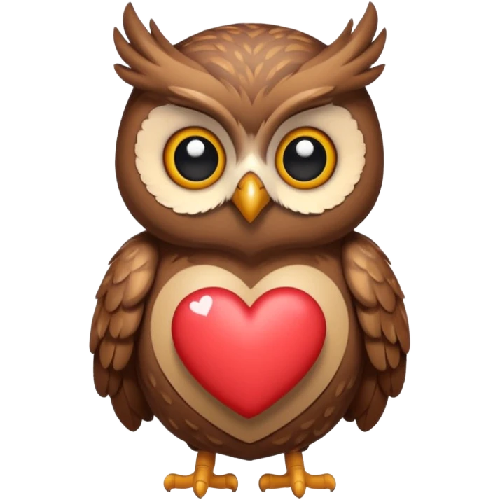 Owl holding hearts emoji