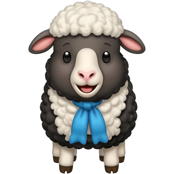 Oveja negra de cuerpo entero riendose emoji