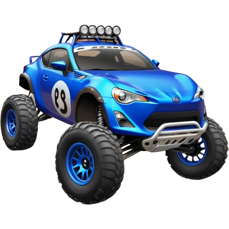 2013 scion fr-s ultramarine off road 4wd monster Baja dessert stadium racer number 86 with large mirror chrome wheels and long travel suspension  emoji