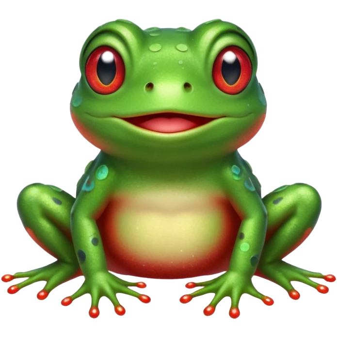 Frog Happy Cute Red Glitter Space emoji