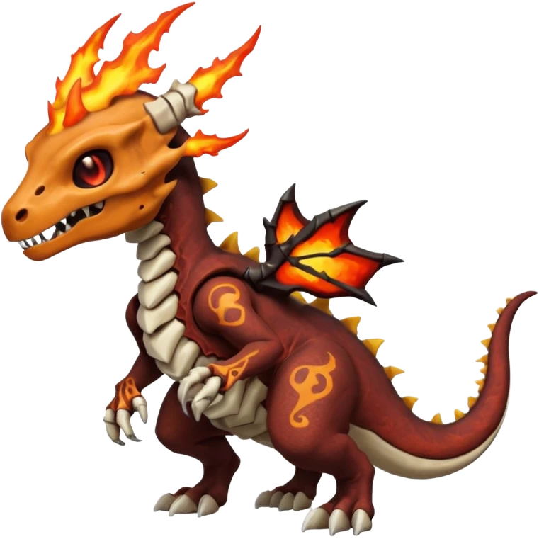 Skeletal Fiery Volcanic Cubone-Salandit-Marowak-Duskull-dragon emoji
