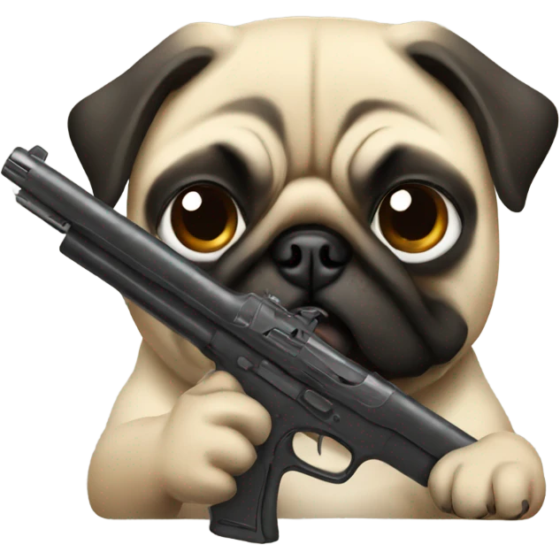 Pug holding a gun emoji