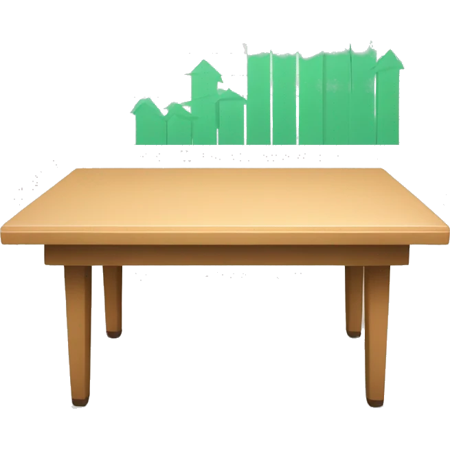 table with a graph in which the arrow goes up and down emoji