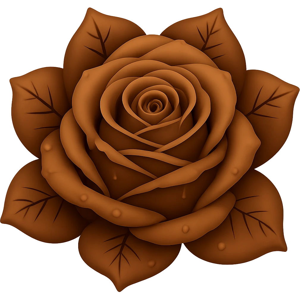 Make the blue icy rose brown in the style of emoji, keeping the emoji style look, with no background. emoji