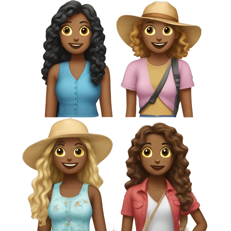 Four best friends girls on vacation in San Francisco emoji