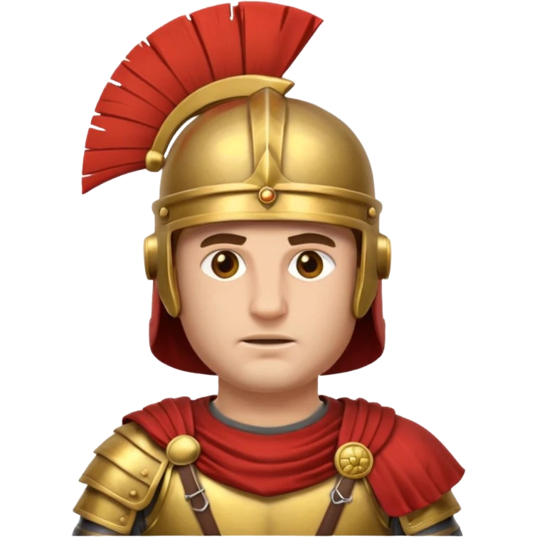 Emoji portrait of a Roman legionary. Helmet, armor, stern expression. emoji
